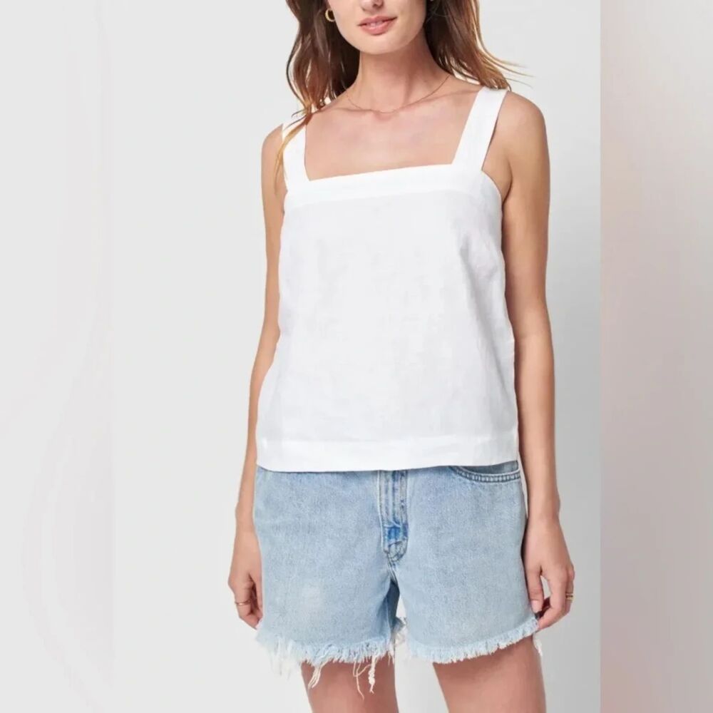 Faherty Summer Sands White Linen Tank Top Size Large